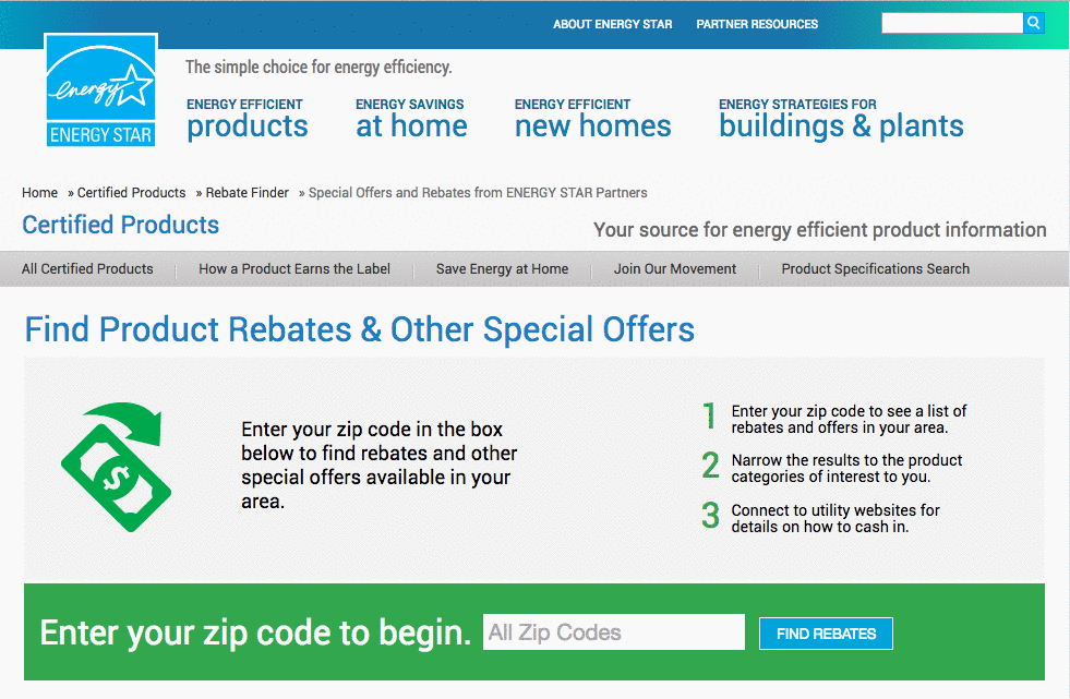 Energy Star walkthrough to find which energy-efficient appliance rebates are available