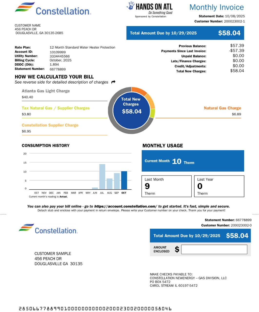 Sample bill showing AGL charges page 1
